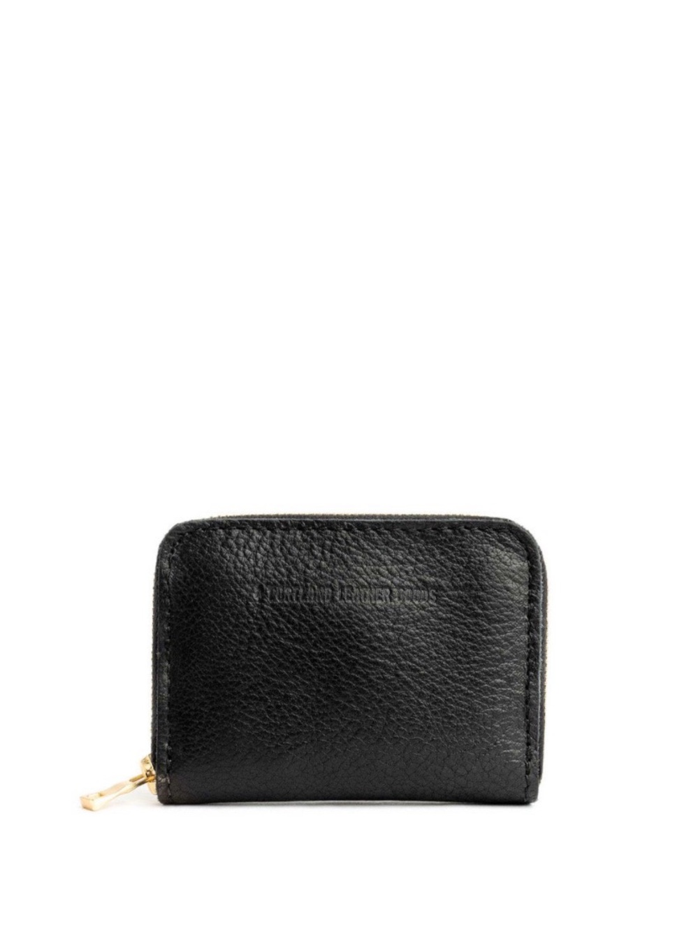 Portland leather goods Small Zip Wallet in PEBBLED BLACK